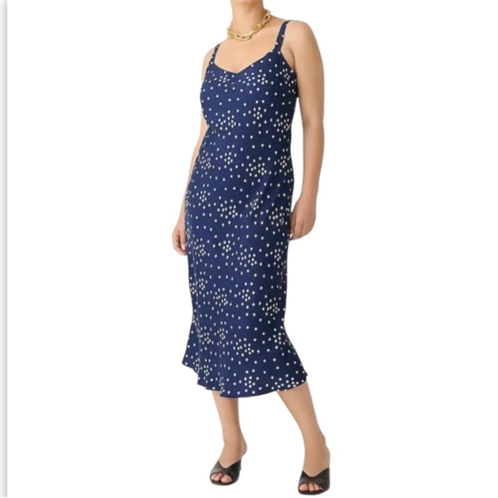 J. Crew | Gwyneth V-neck Cupro Blend Midi Slip Dress Tiny Blooms Floral Size 2